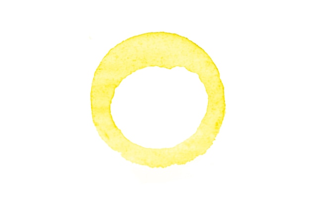 Yellow watercolor circle isolated on white background