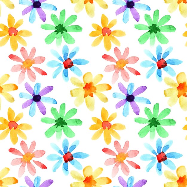 Yellow watercolor flowers - seamless pattern