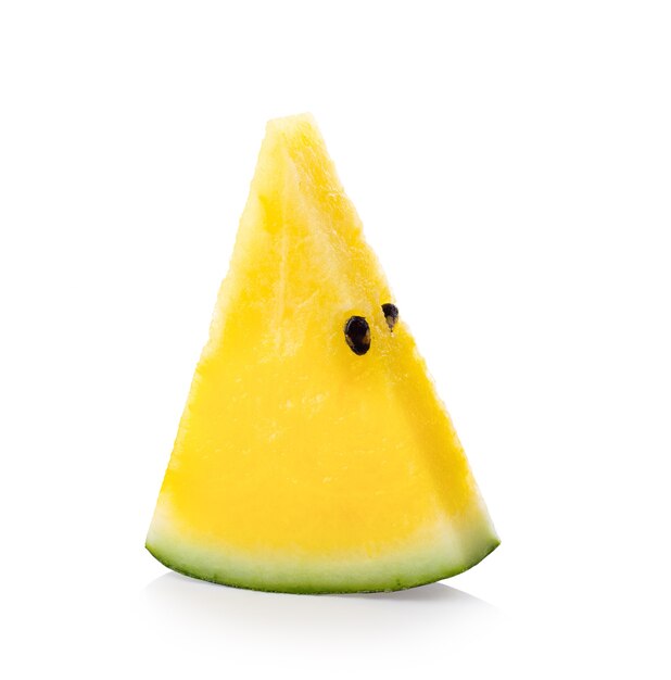 Yellow Watermelon and a cut slice Isolated in white