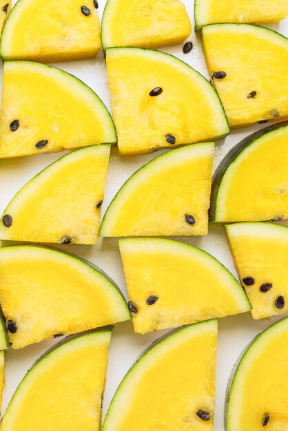 Yellow watermelon isolated on white background