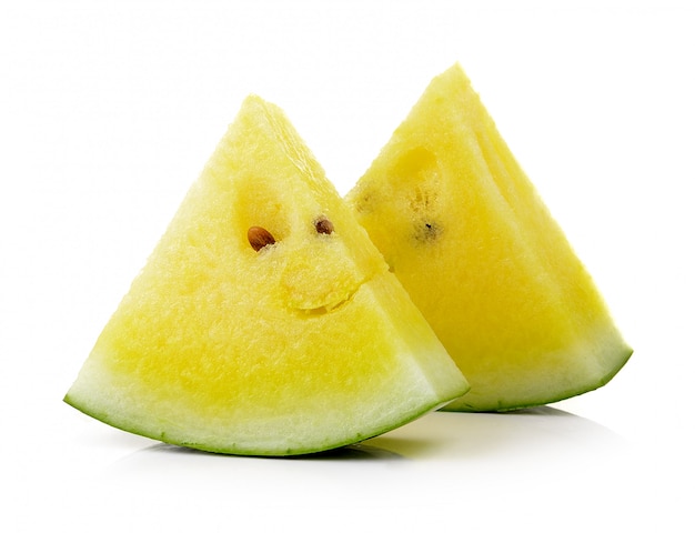 Yellow watermelon isolated on white