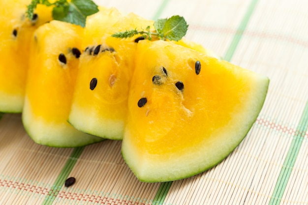 Yellow watermelon sliced 