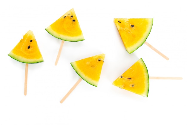 Yellow watermelon on white