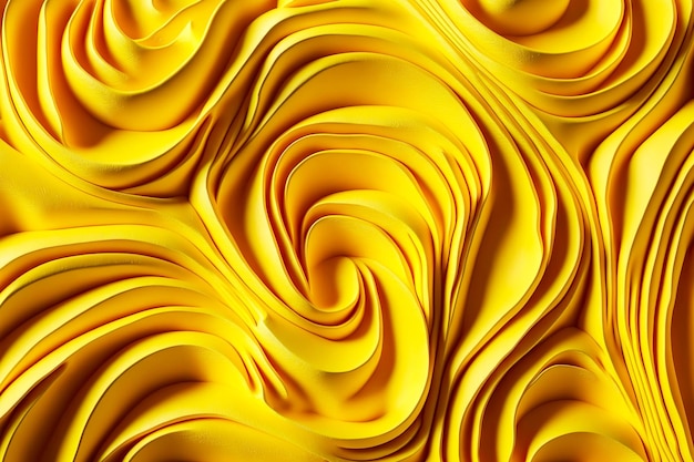 Yellow wavy lines pattern of plasticine texture