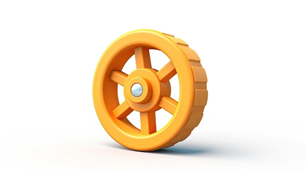 Photo a yellow wheel with a wheel on it