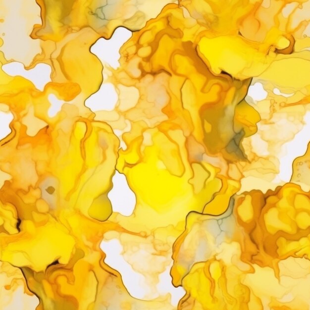 Yellow and white abstract painting with a lot of yellow flowers generative ai