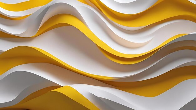 Yellow and white abstract paper waves