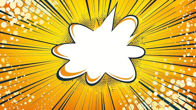 a yellow and white background with a star burst