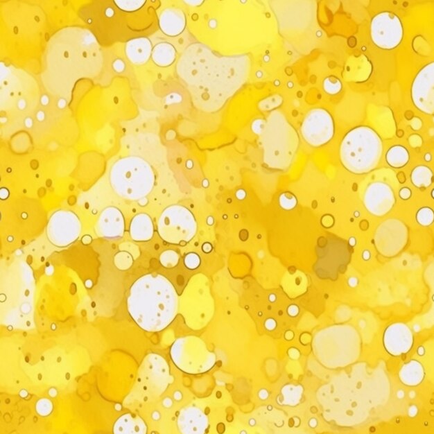 Yellow and white bubbles and bubbles are scattered on a yellow background generative ai