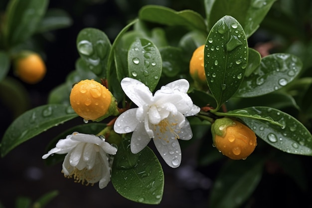 A yellow and white flower with the word " on it's side. "