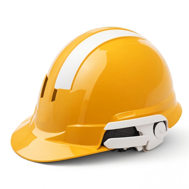 Желто-белый смешанный цветной шлем для труда в белом фоновом изображении ai генеративный