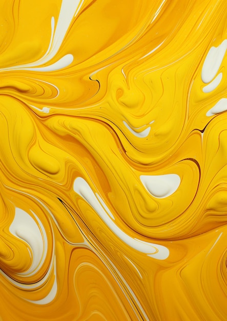 Yellow and white swirled paint on a surface of a yellow surface generative ai