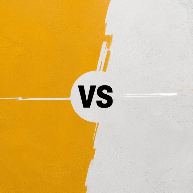 Photo a yellow and white wall with a sticker that says  vs  on it