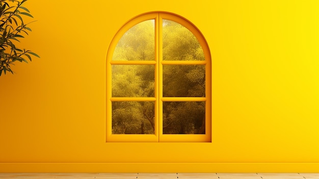 셔터가 있는 노란색 창문