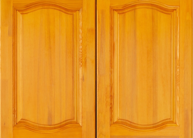 Photo yellow wooden cabinet front door