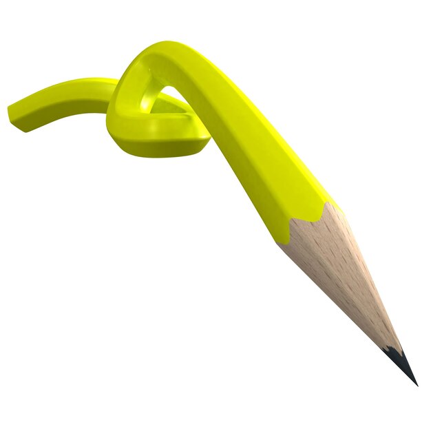 Yellow wooden pencil twisted in an impossible shape