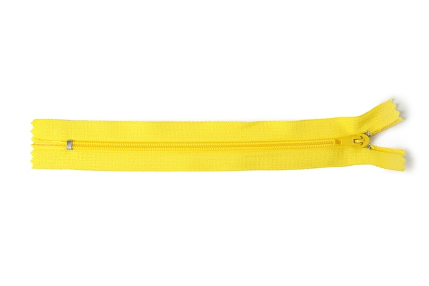 Photo yellow zipper isolated on white
