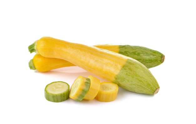 Yellow zucchini on white background