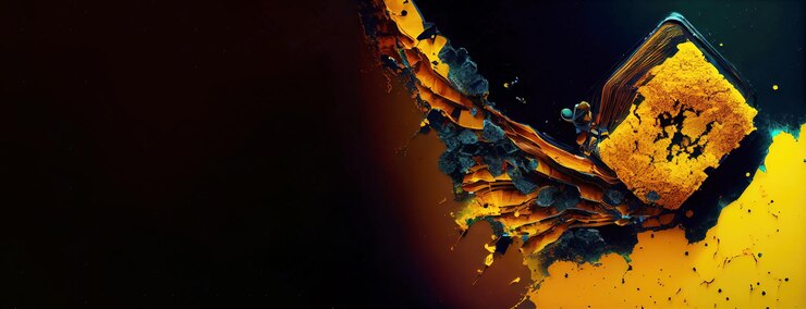 Yellowblack abstract background panoramic layout Generative Ai