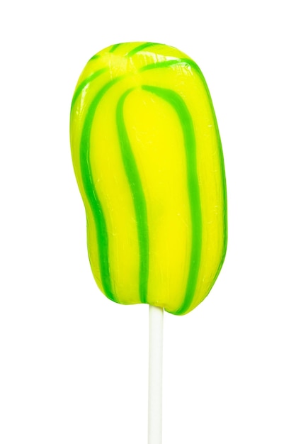 Yellowgreen lollipop on white background