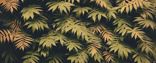 Желтокрасная листва тропических листьев панорамный узор текстуры