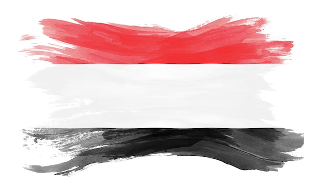 Yemen flag brush stroke, national flag on white background