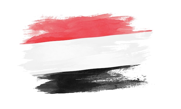 Yemen flag brush stroke, national flag on white background