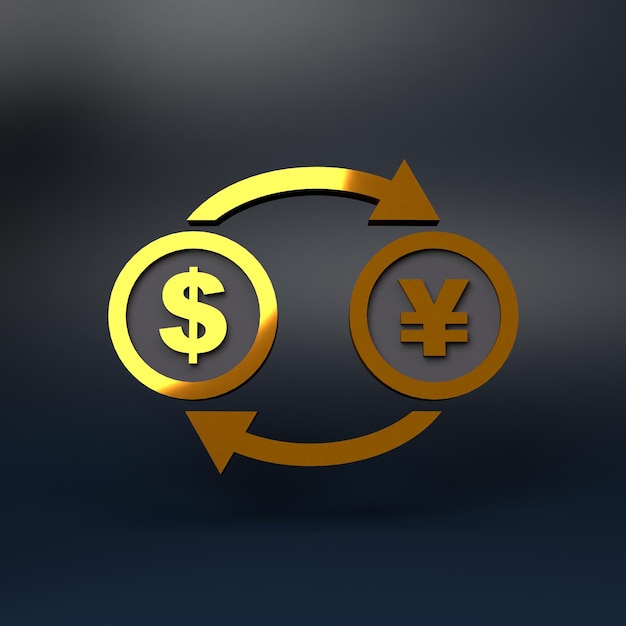 Фото Преобразование иены и доллара в 3d-рендеринг иллюстрации