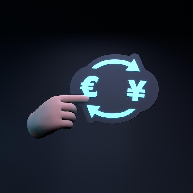 Yen and euro conversion 3d rendering illustration