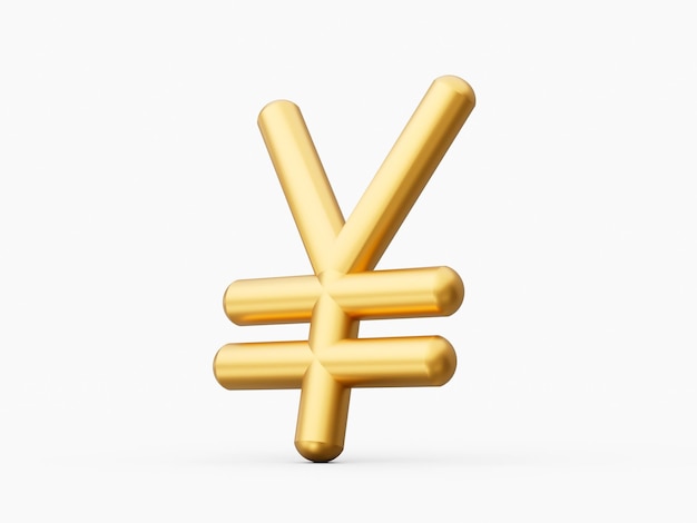 Yen symbool gemaakt van goud met reflectie geïsoleerd op witte achtergrond 3d illustratie