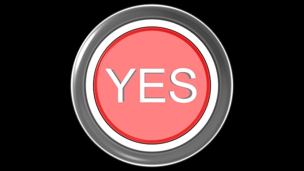 Yes button red and white isolated 3d illustration render