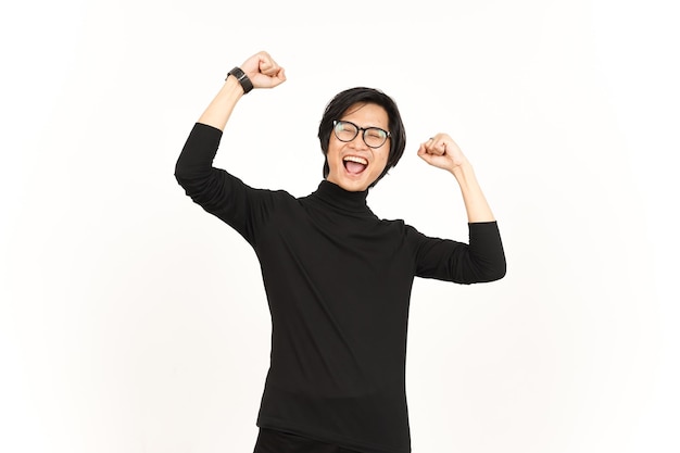 Yes Excited and Celebration gesture Of Beautiful Asian Man Isolated On White Background