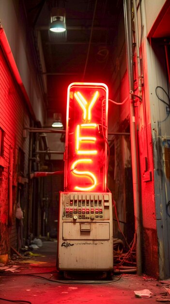 Yes inscription in the style of an old street neon sign generative ai