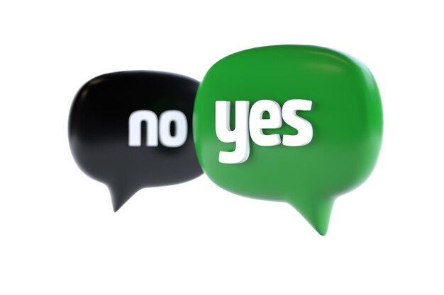 YES or NO Bubble Speech. 3d Rendering