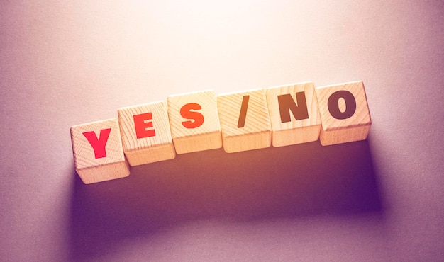 Yes and no word written on wooden cubes