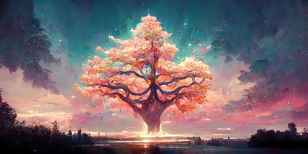 Yggdrasil uit de Noorse mythologie, bekend als de levensboom.