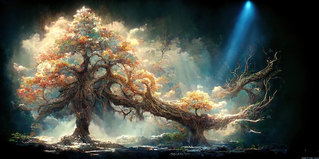 Yggdrasil uit de Noorse mythologie, bekend als de levensboom.