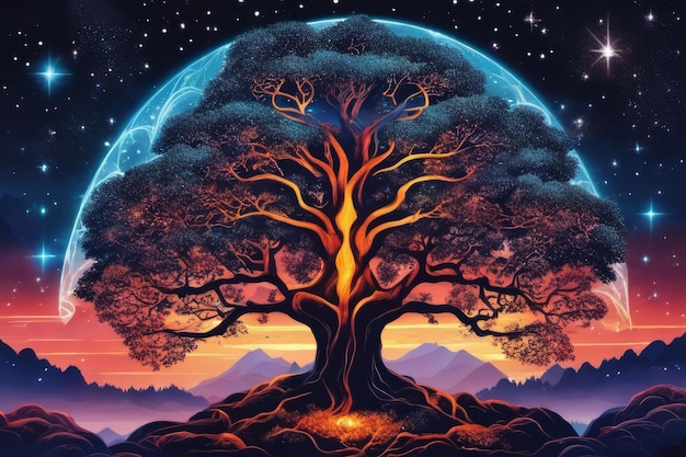 Yggdrasil the world tree illustration