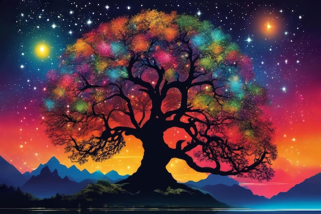 Yggdrasil the world tree illustration