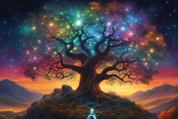 Yggdrasil the world tree illustration