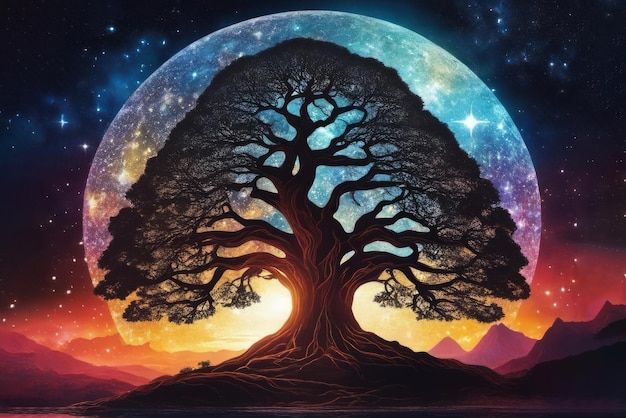 Yggdrasil the world tree illustration