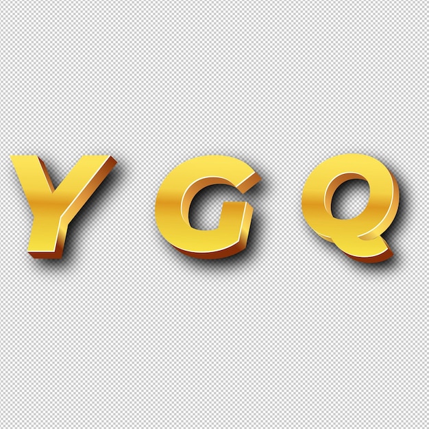 Foto iconica del logo ygq gold sullo sfondo bianco isolato trasparente