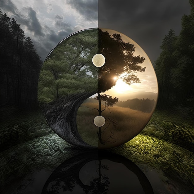 Yin en Yang gemaakt van de natuur. Symbool van harmonie