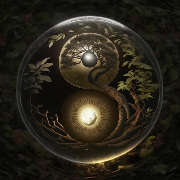 Foto yin en yang gemaakt van de natuur. symbool van harmonie
