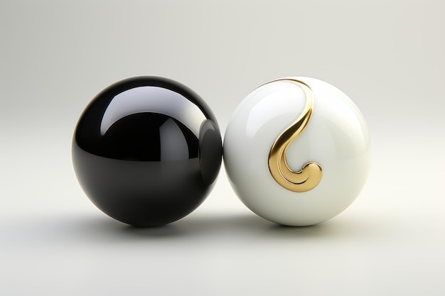 Yin Yang Harmony and Balance symbol in a white background 3D rendering generative IA