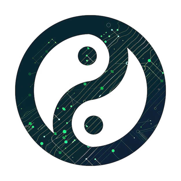 yin yang icon green technology texture