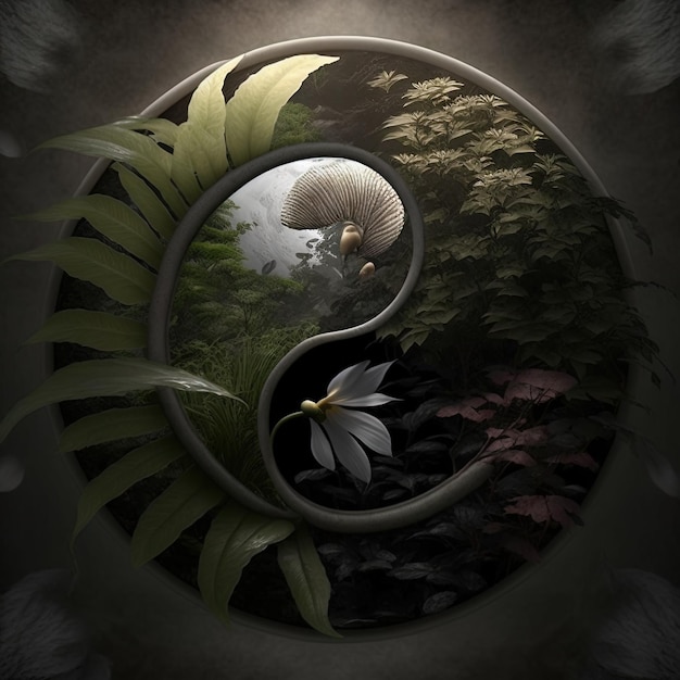 Yin and yang made of nature. symbol of harmony