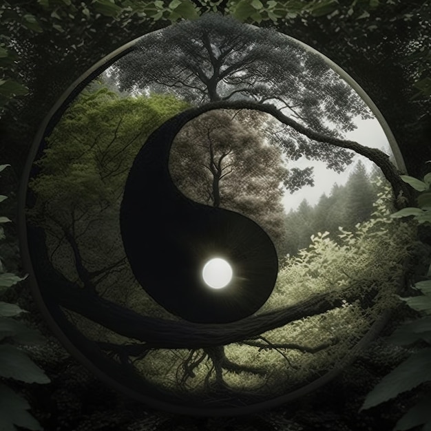 Yin and yang made of nature. symbol of harmony