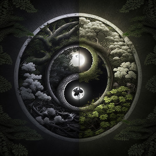 Photo yin and yang made of nature. symbol of harmony