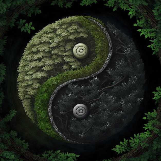 Yin and Yang made of nature. Symbol of harmony